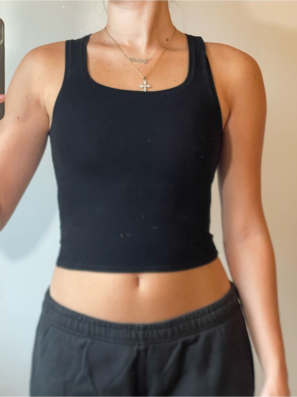 PINK Victoria's Secret Black Square Neck Crop Tank